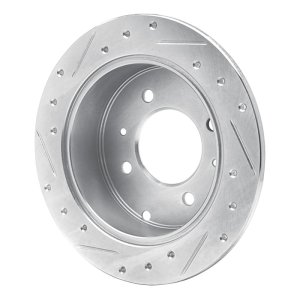 Hyundai Sonata Brake Rotor (1) - Rear Right - R1 Concepts - Drilled & Slotted - Silver - `99-`06